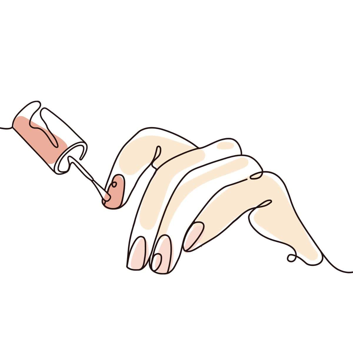 nail health tips | graphic line illustration of pink nail polish painting nails
