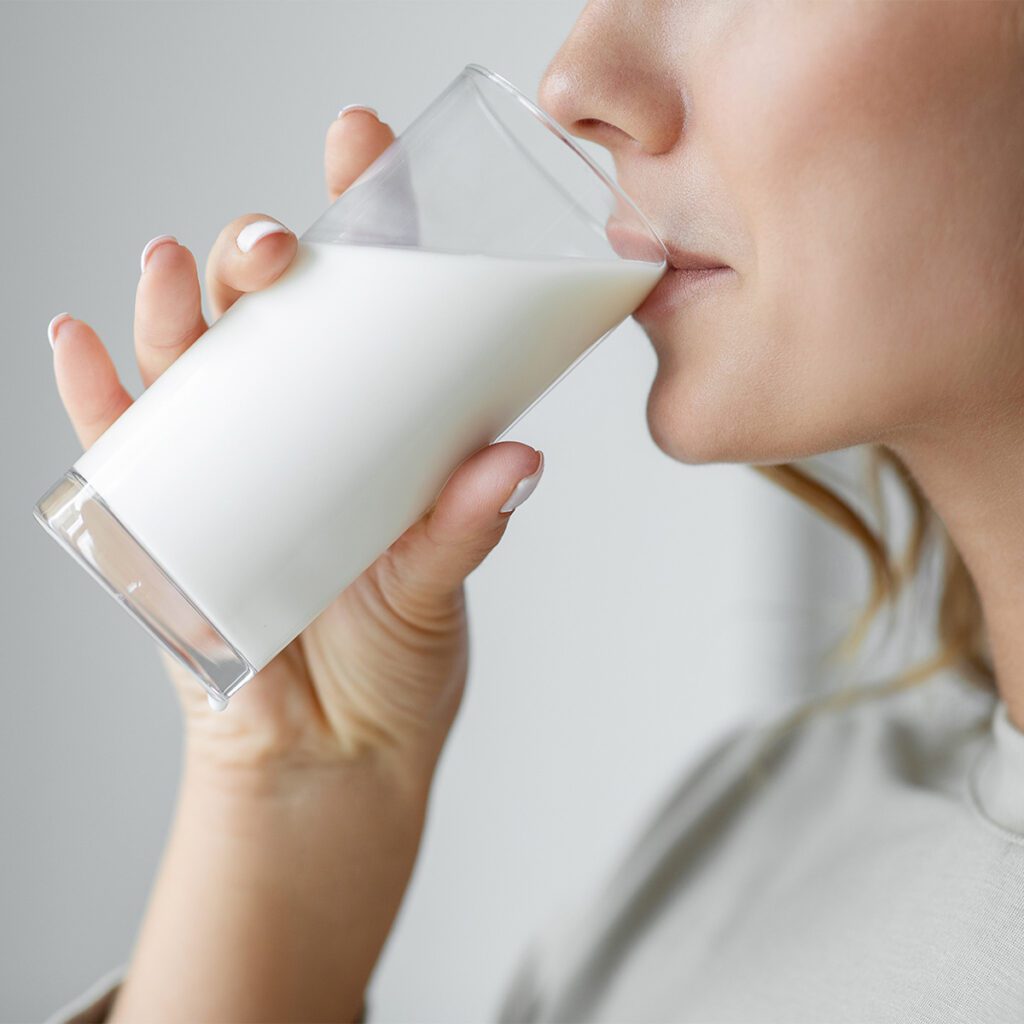 woman drinking milk