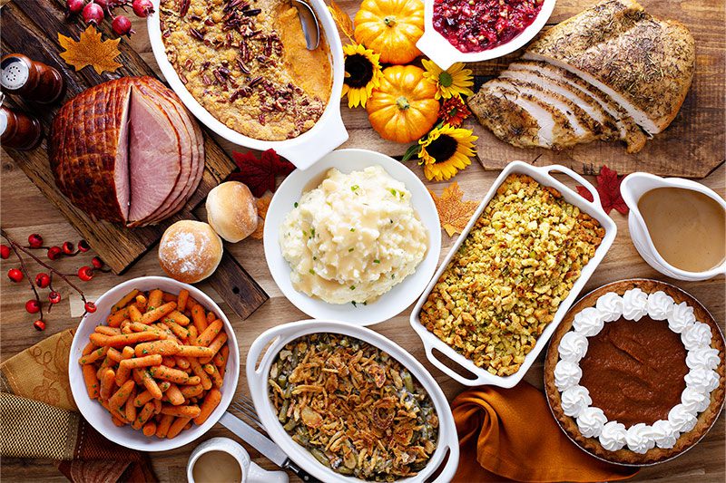 table assortment of fall food