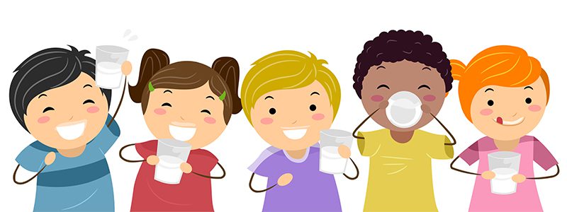 illustration of children enjoying a cup of milk