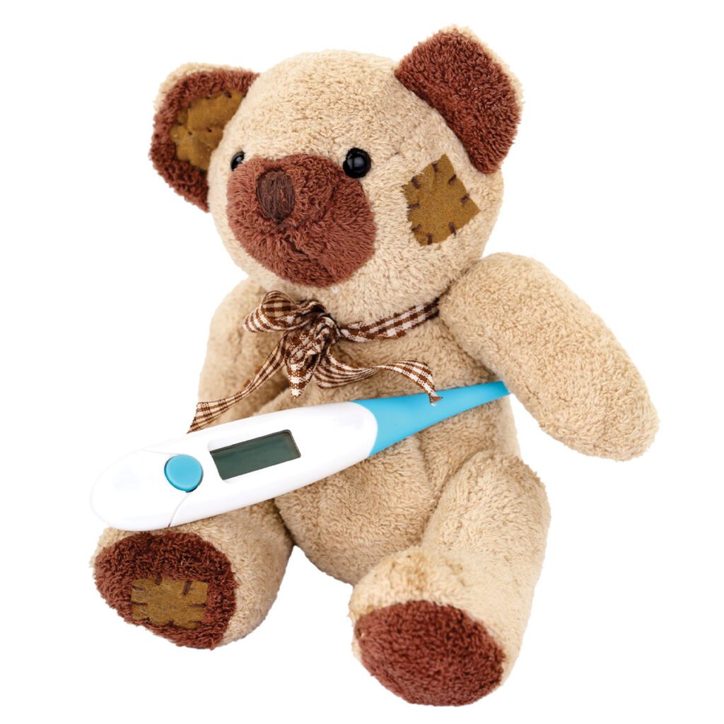 teddy bear with a thermometer