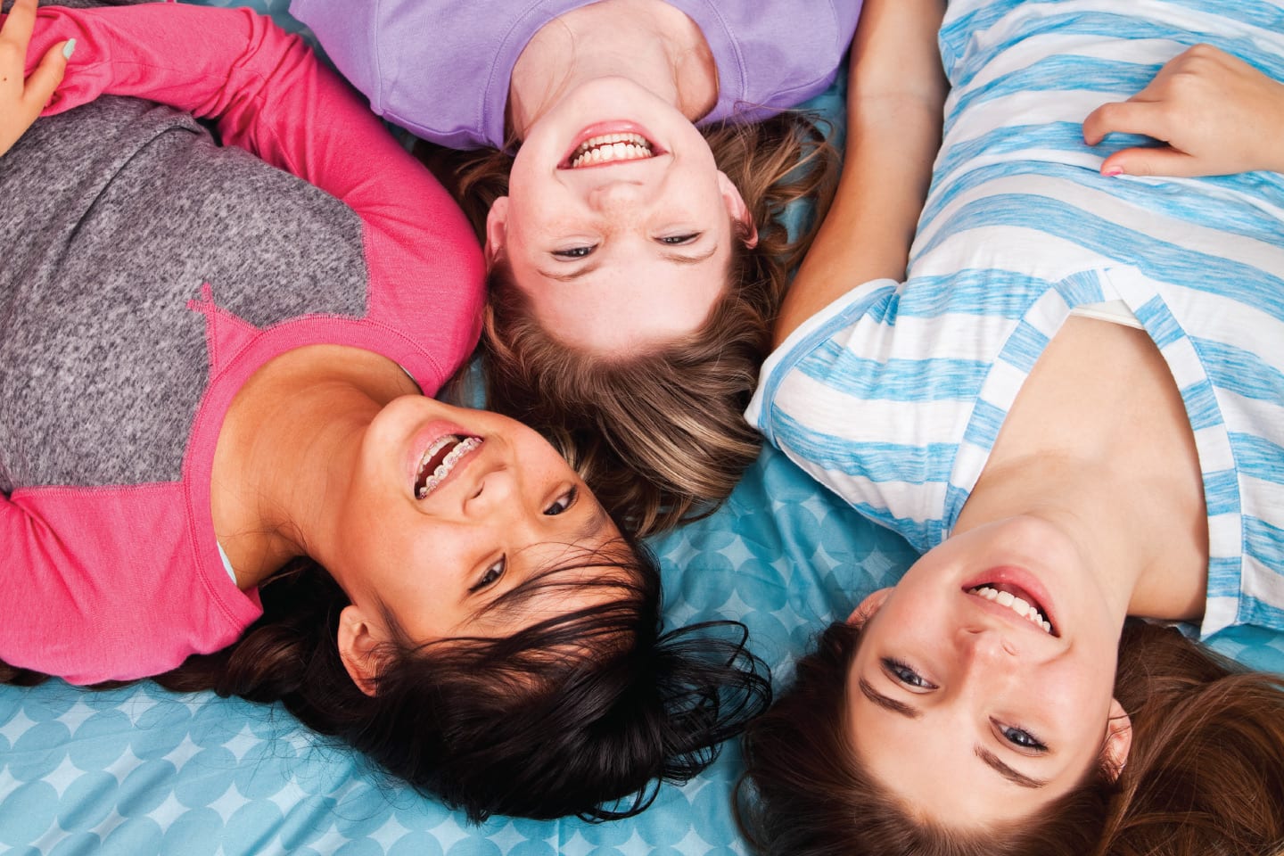 happy girls at a sleepover