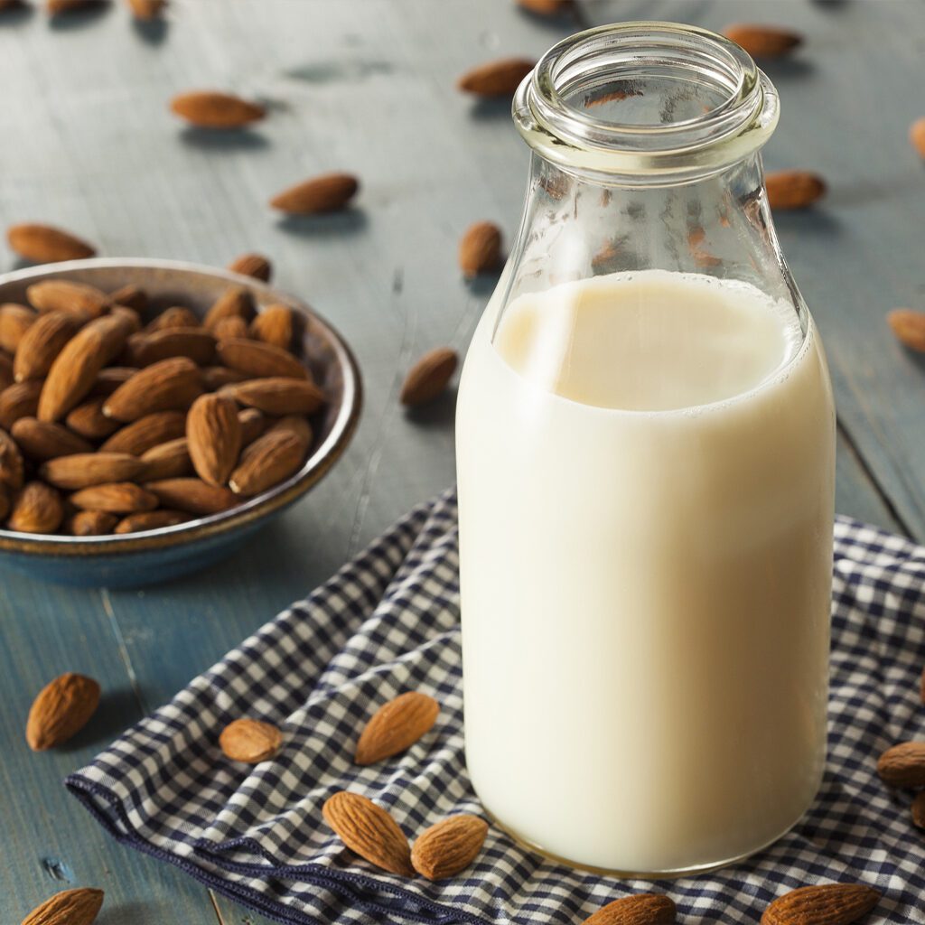 milk in glass bottle