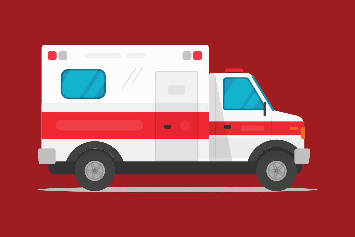 illustration of an ambulance on red background