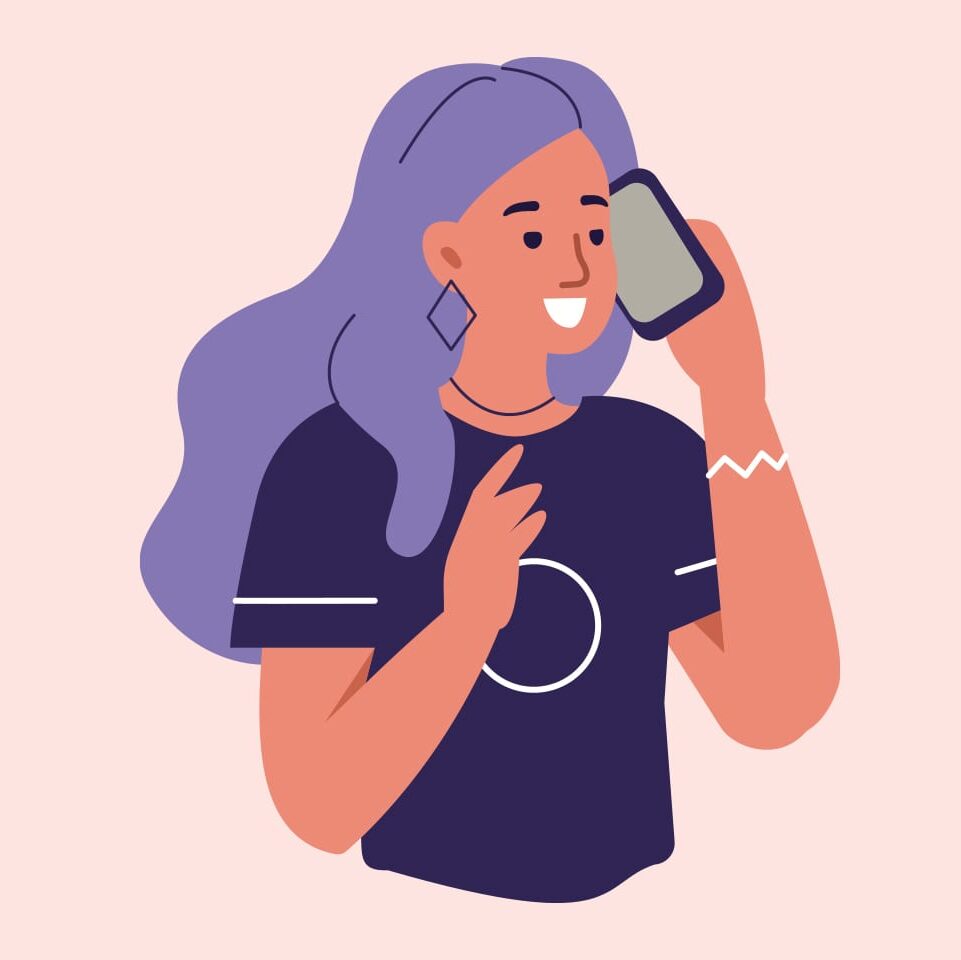 illustration of a woman talking on the phone with an old friend