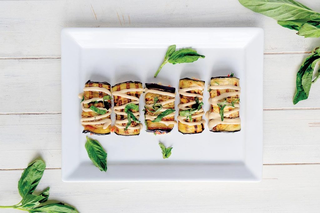 Kate Veltkamp's Grilled Eggplant Rollatini with Lemon Tahini Sauce