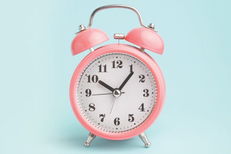 health in a minute | pink alarm clock