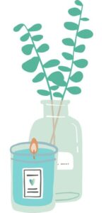 illustration of candle and herbs in a vase