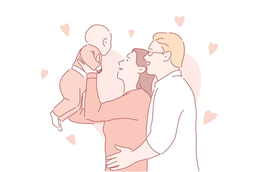 health in a minute winter 2021 | illustration of loving parents holding their baby