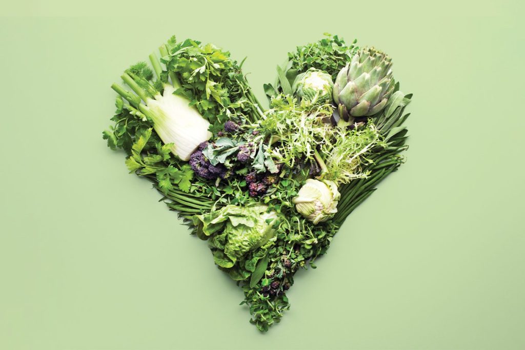 health in a minute winter 2021 | heart made out of green veggie scraps
