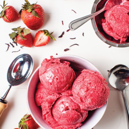 Clumpies Ice Cream Co.’s Strawberry Hibiscus Sorbet