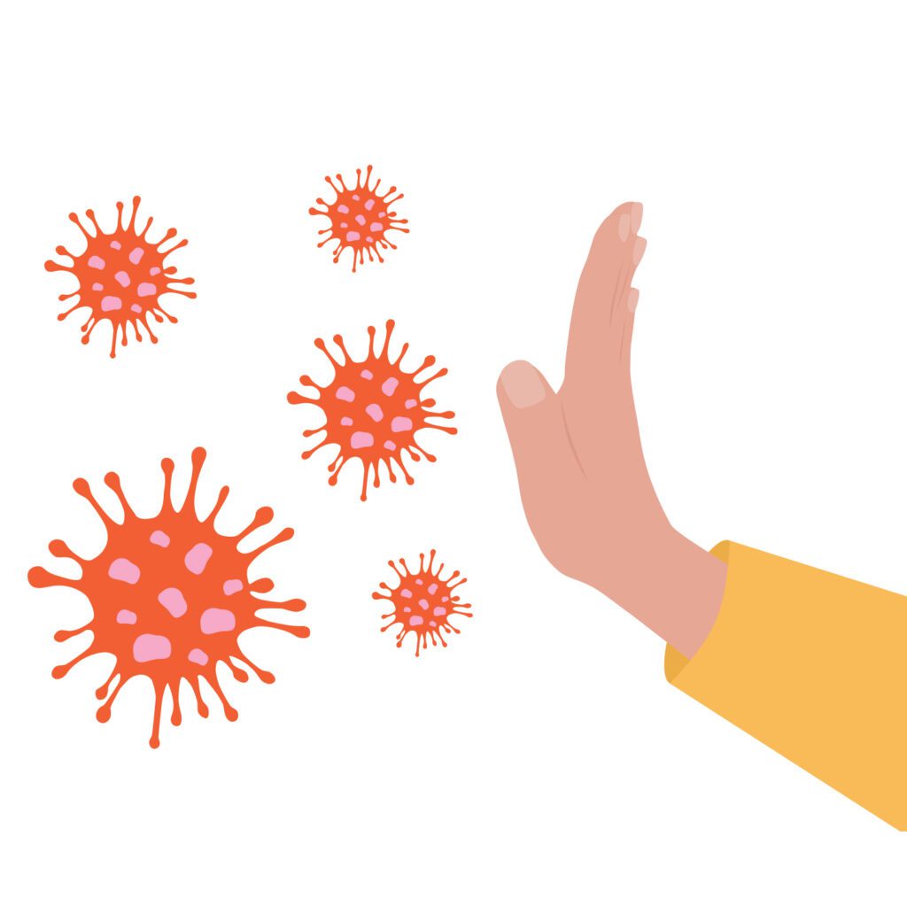 health in a minute summer 2023 | illustration of hand blocking germs