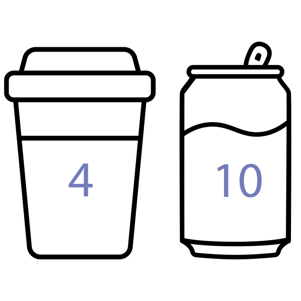 illustration of coffee cup and soda can