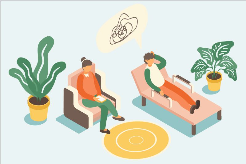 illustration of man venting to his therapist
