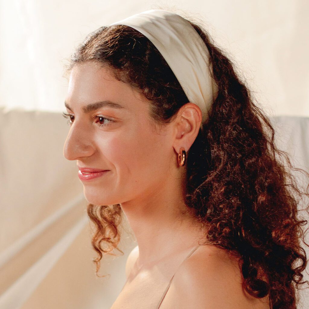 woman wearing hair wrap