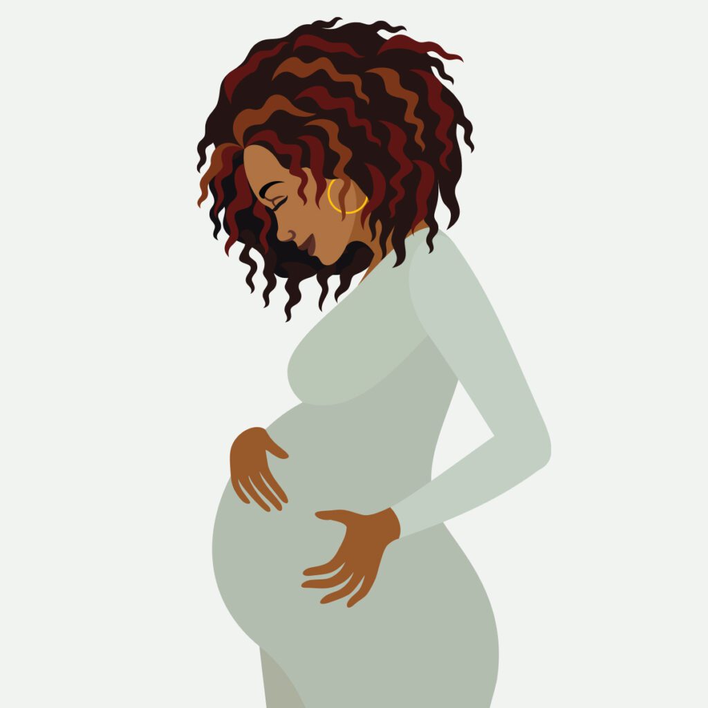 health in a minute winter 2023 | graphic illustration of happy pregnant woman