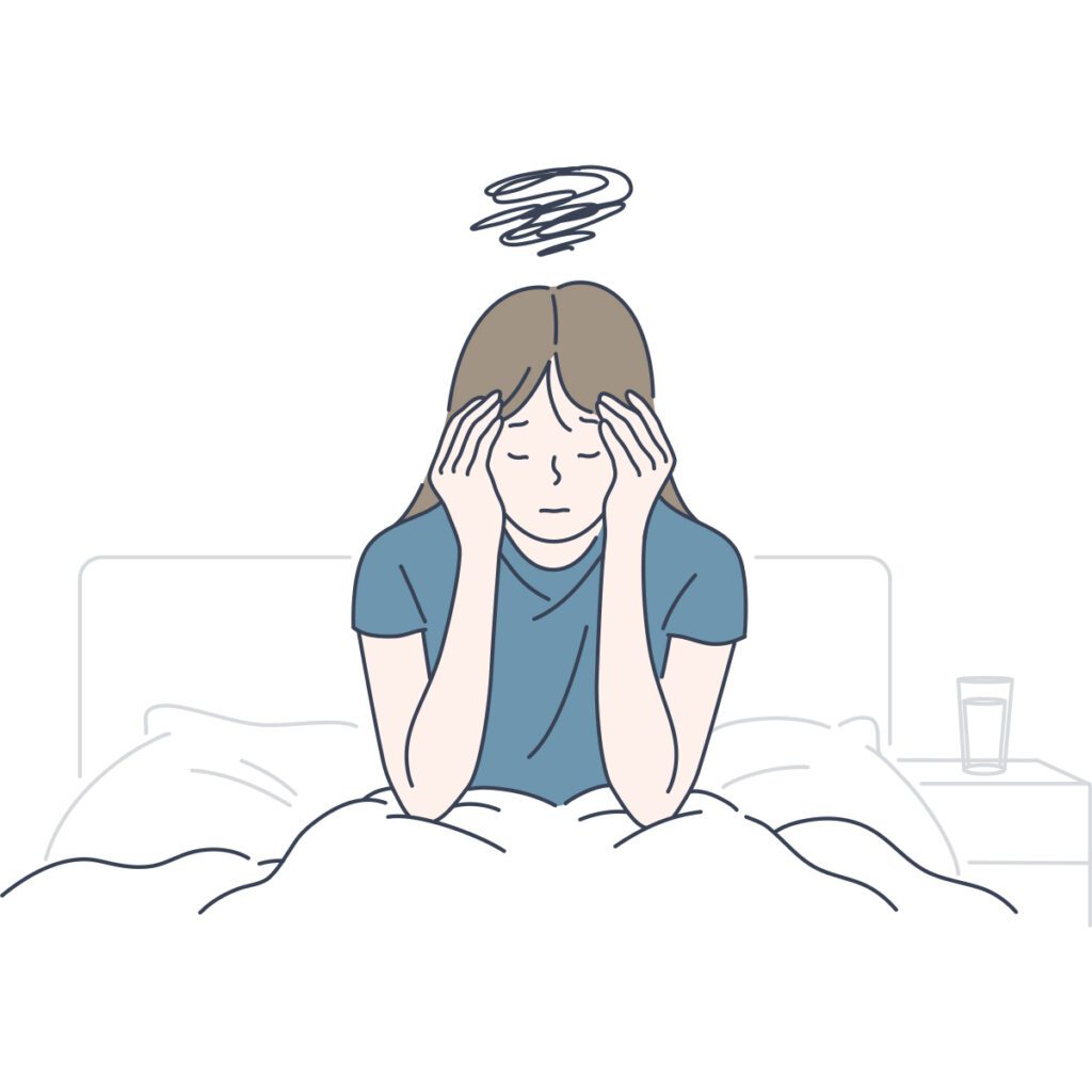 illustration of young woman struggling with chronic fatigue syndrome
