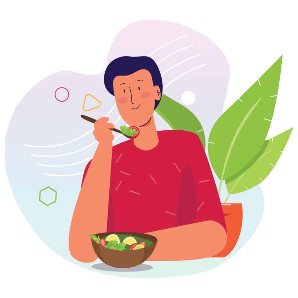 numbers to know | graphic illustration of young man eating healthy