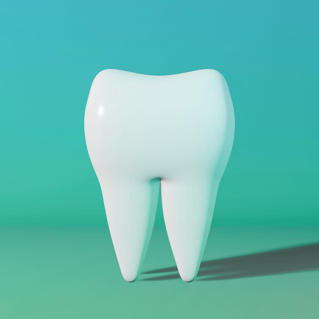 3D tooth in blue-green background