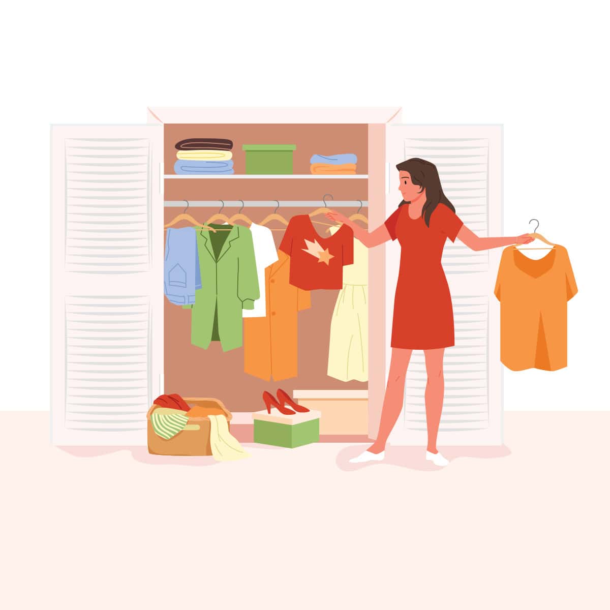 illustration of woman decluttering her closet