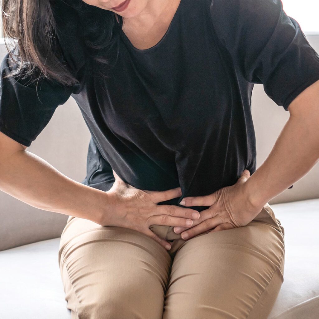 woman in pelvic pain