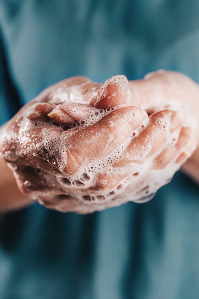 washing hands protecting from the flu