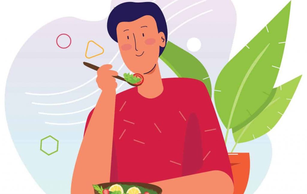 numbers to know | graphic illustration of young man eating healthy